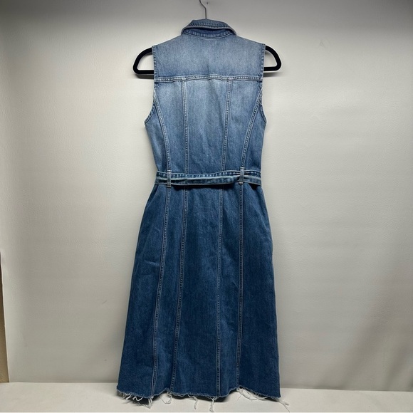 7 For All Mankind Trucker Sleeveless Denim Midi Dress | Small - Picture 3 of 10